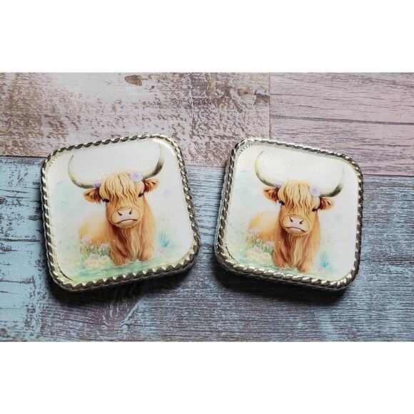 Unique, highland cow concho, western tack, saddle concho, concho for leather - Picture 3 of 3